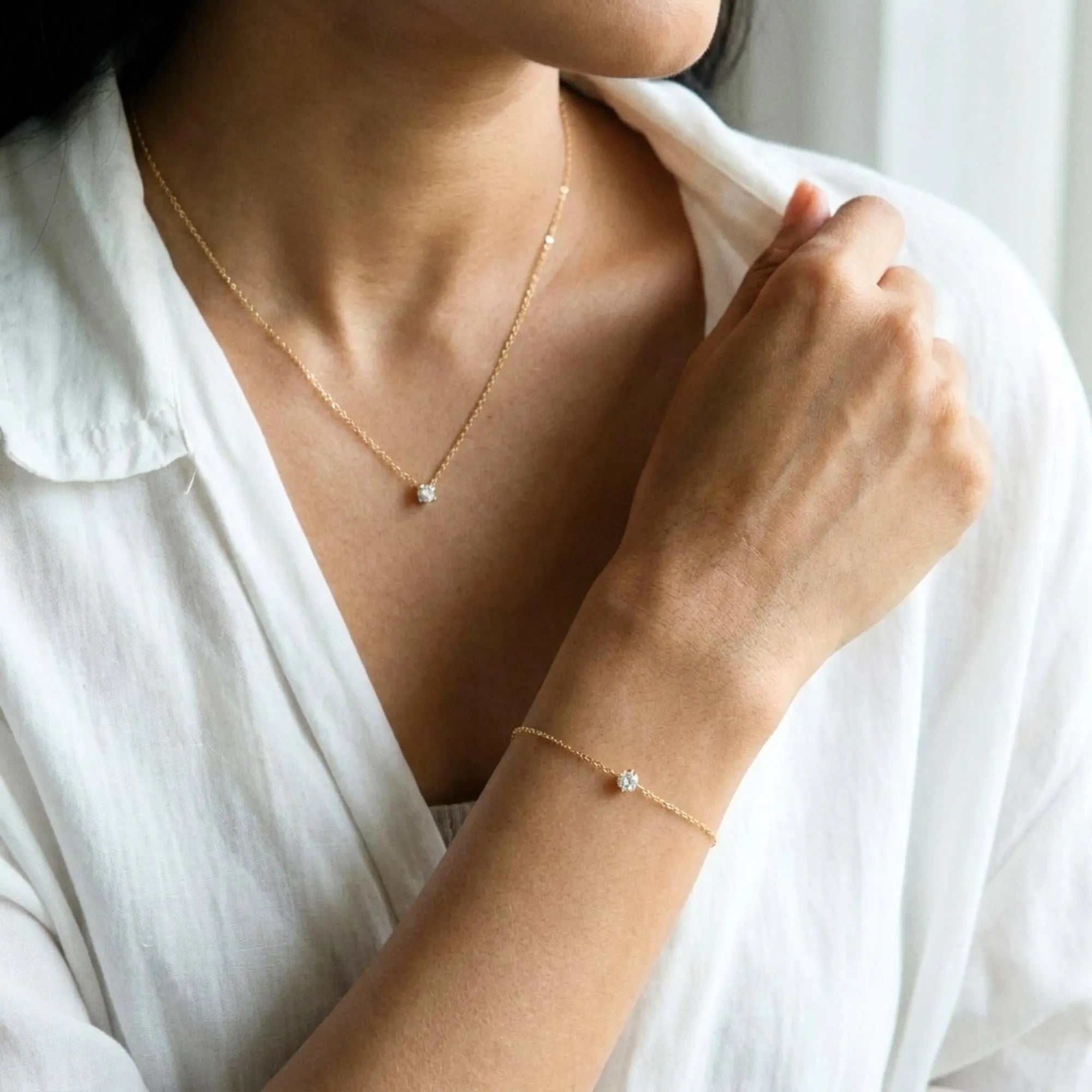 Dainty Solitaire Diamond Necklace, Delicate Necklace, Layering Gold Necklace, Sterling Silver Jewellery, Bridal Necklace, Gifts for Her