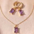 Amethyst Jewellery Set | Purple Baguette Necklace & Earrings 