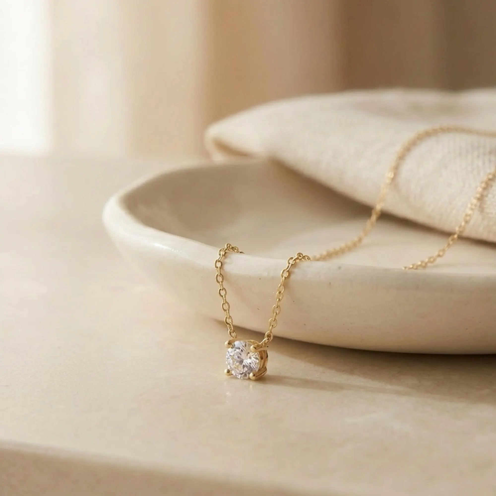 Dainty Solitaire Diamond Necklace, Delicate Necklace, Layering Gold Necklace, Sterling Silver Jewellery, Bridal Necklace, Gifts for Her