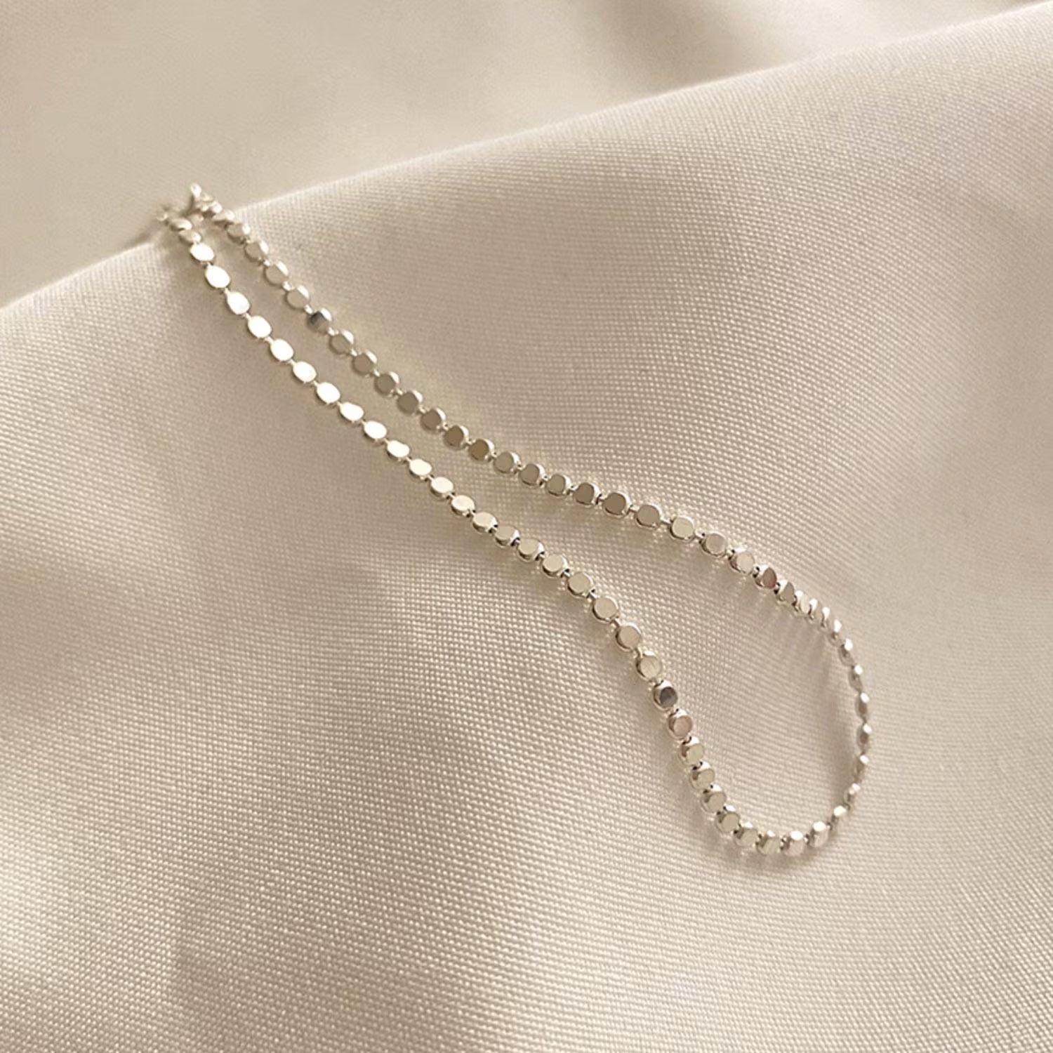 Flat Dot Chain Bracelet – Sterling Silver Dainty Bracelet, Thin Minimalist Layering Jewelry Gift for Her, Everyday Stackable | Cult Mystique