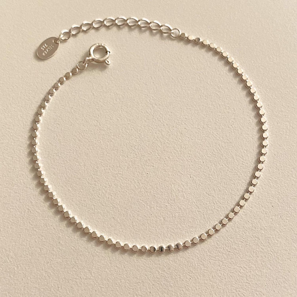 Flat Dot Chain Bracelet – Sterling Silver Dainty Bracelet, Thin Minimalist Layering Jewelry Gift for Her, Everyday Stackable | Cult Mystique