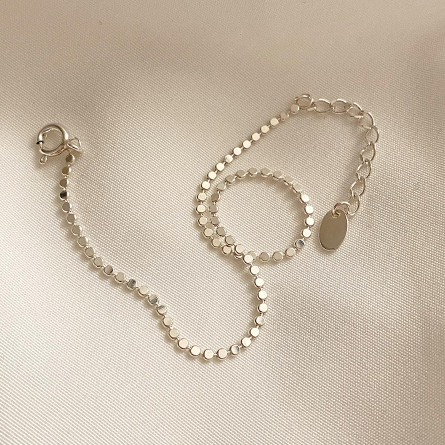 Flat Dot Chain Bracelet – Sterling Silver Dainty Bracelet, Thin Minimalist Layering Jewelry Gift for Her, Everyday Stackable | Cult Mystique