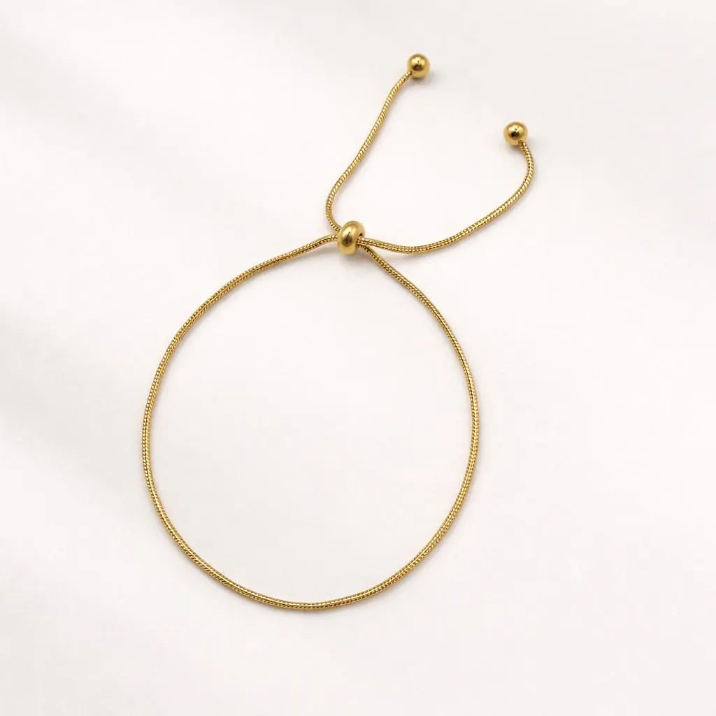Gold Adjustable Snake Chain Bracelet, Minimalist Slider Bracelet, 18K Dainty Gold Bracelet for Women, Gift for Her, Waterproof Jewellery