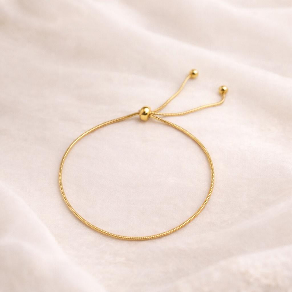 Gold Adjustable Snake Chain Bracelet, Minimalist Slider Bracelet, 18K Dainty Gold Bracelet for Women, Gift for Her, Waterproof Jewellery