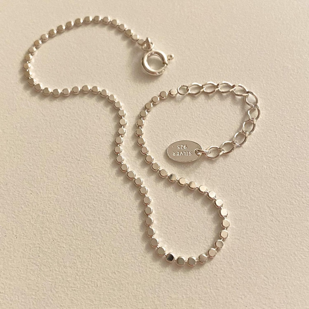 Flat Dot Chain Bracelet – Sterling Silver Dainty Bracelet, Thin Minimalist Layering Jewelry Gift for Her, Everyday Stackable | Cult Mystique