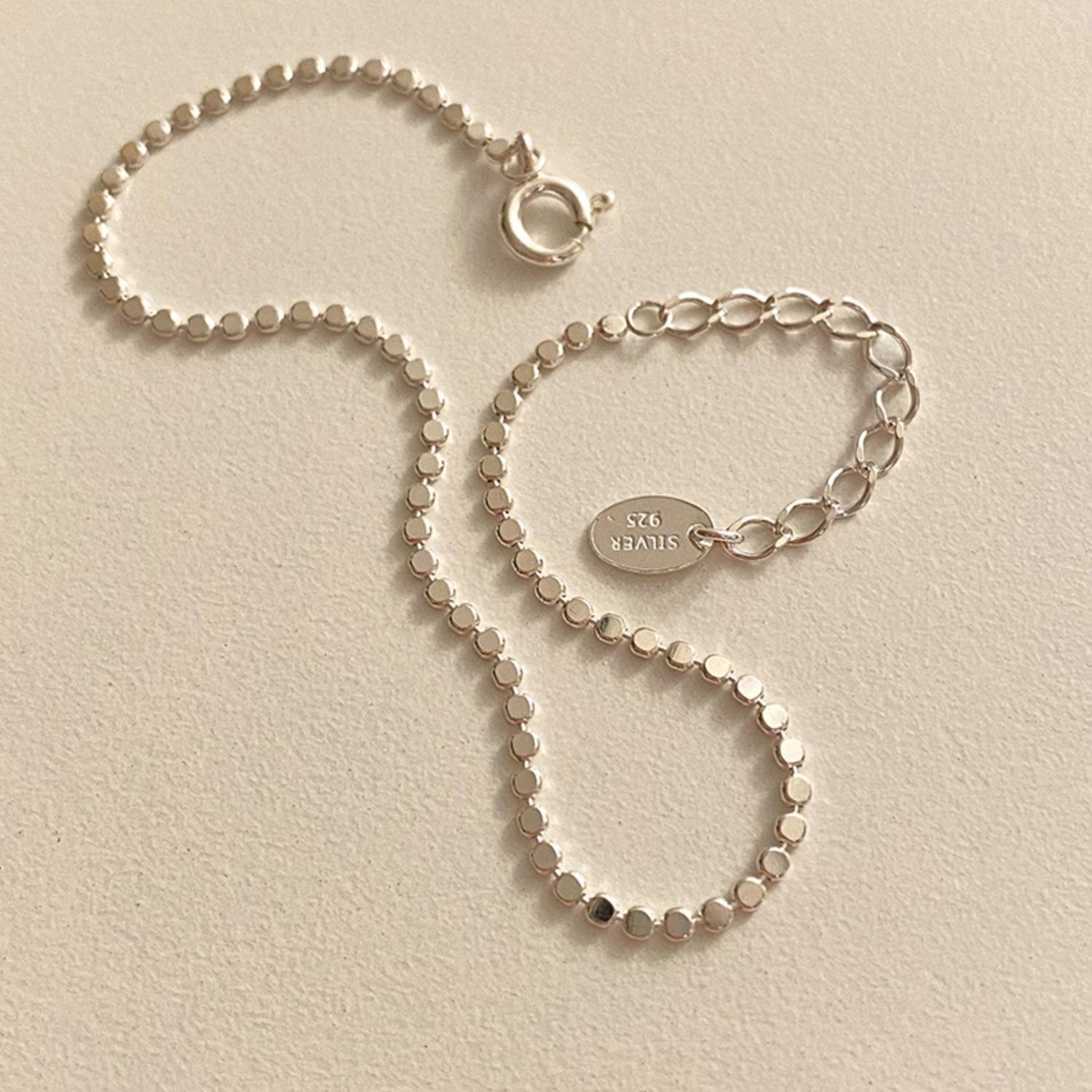 Flat Dot Chain Bracelet – Sterling Silver Dainty Bracelet, Thin Minimalist Layering Jewelry Gift for Her, Everyday Stackable | Cult Mystique