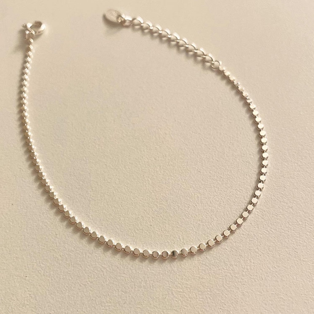 Flat Dot Chain Bracelet – Sterling Silver Dainty Bracelet, Thin Minimalist Layering Jewelry Gift for Her, Everyday Stackable | Cult Mystique