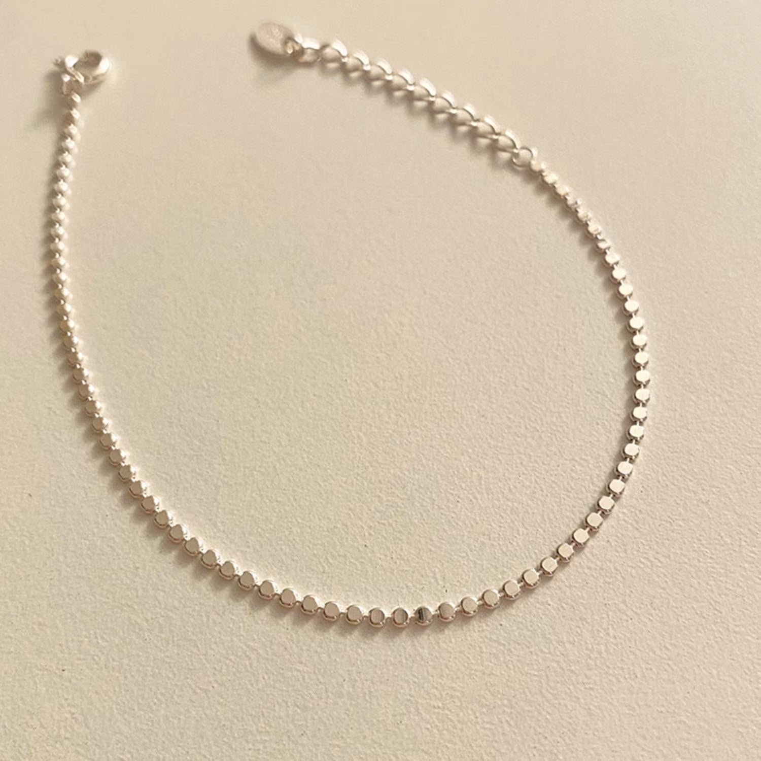 Flat Dot Chain Bracelet – Sterling Silver Dainty Bracelet, Thin Minimalist Layering Jewelry Gift for Her, Everyday Stackable | Cult Mystique