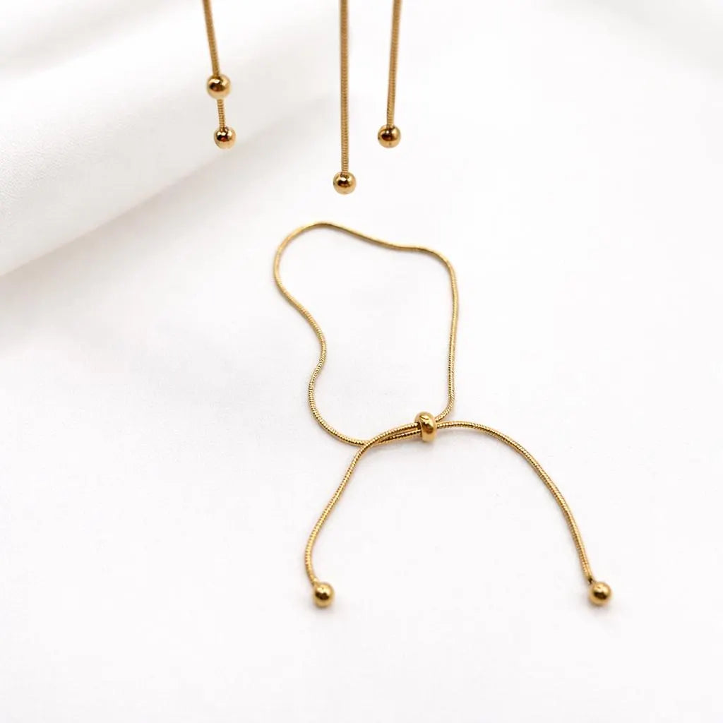 Gold Adjustable Snake Chain Bracelet, Minimalist Slider Bracelet, 18K Dainty Gold Bracelet for Women, Gift for Her, Waterproof Jewellery