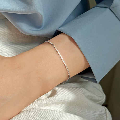 Flat Dot Chain Bracelet – Sterling Silver Dainty Bracelet, Thin Minimalist Layering Jewelry Gift for Her, Everyday Stackable | Cult Mystique
