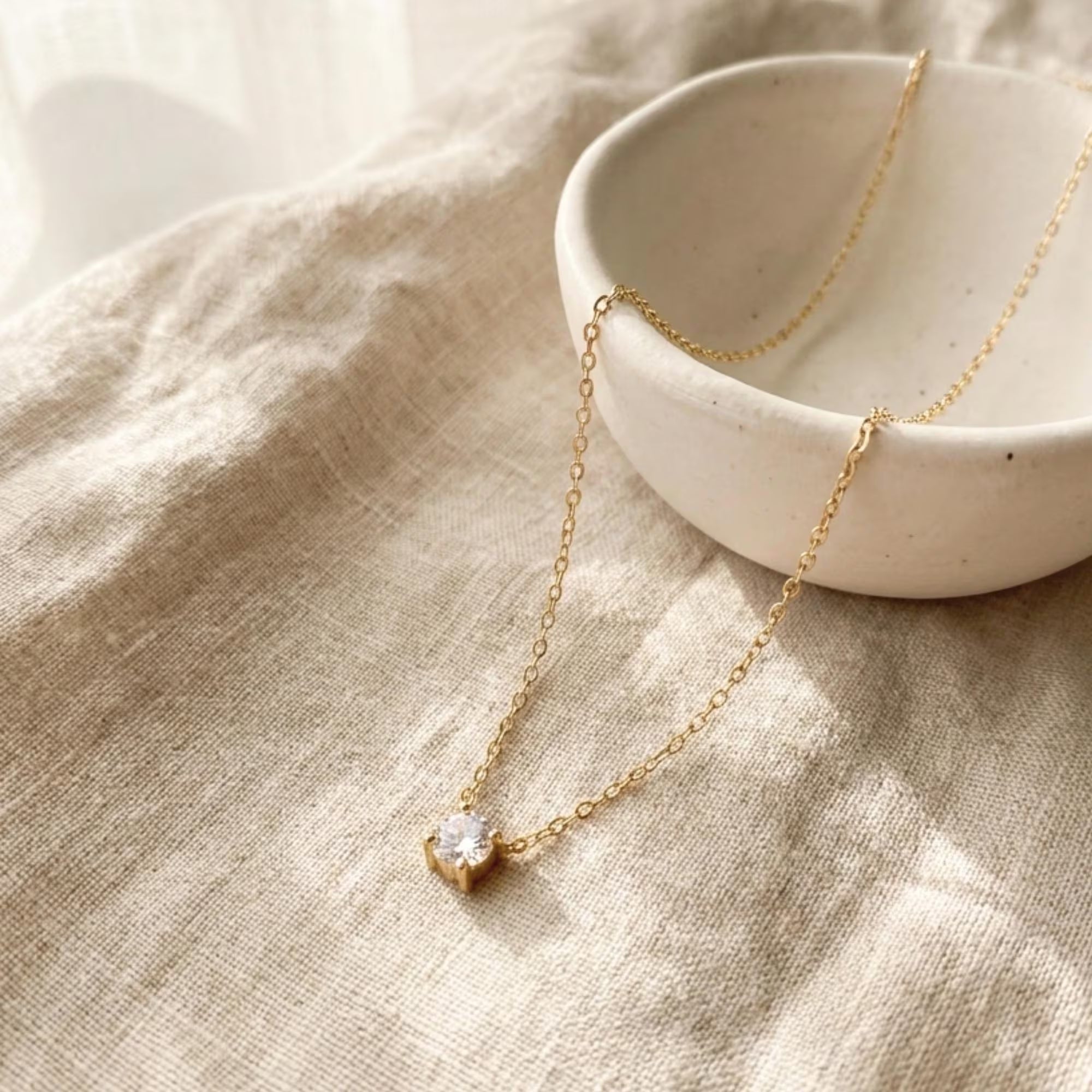 Dainty Solitaire Diamond Necklace, Delicate Necklace, Layering Gold Necklace, Sterling Silver Jewellery, Bridal Necklace, Gifts for Her