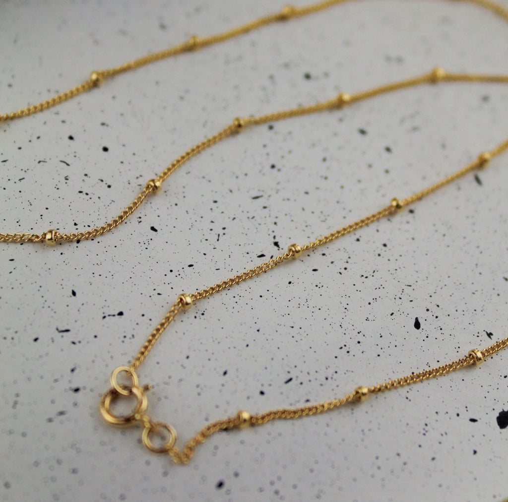 14K Gold Necklace, Gold Satellite Necklace, Gold Necklace, Dainty Gold Necklace, Necklace for Woman, Choker Necklace, 14K Gold Chain, Choker