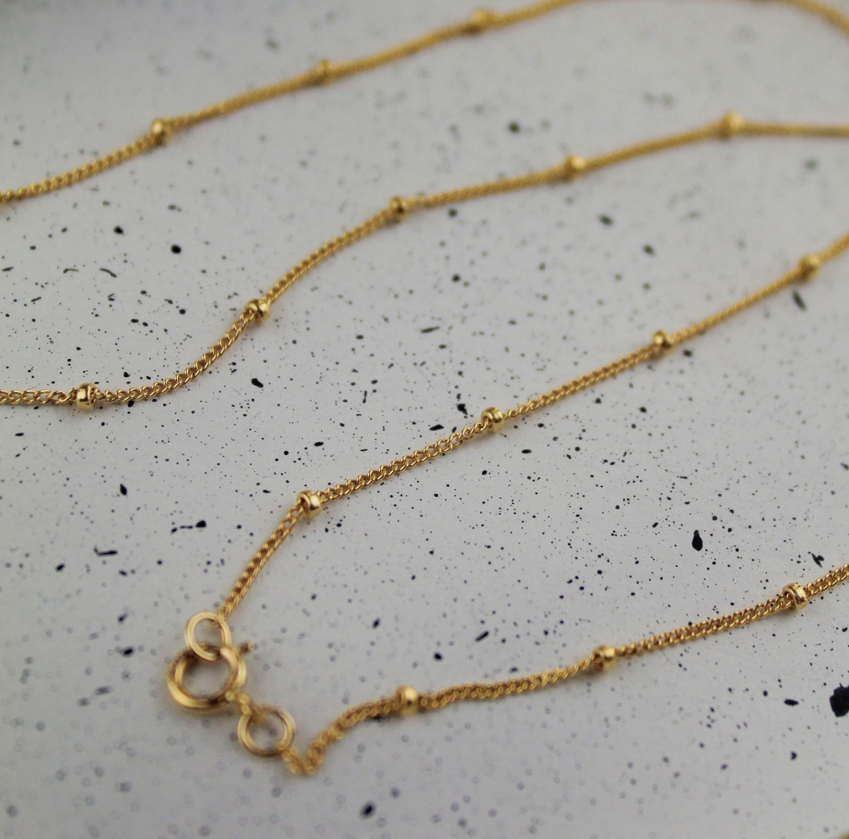 14K Gold Necklace, Gold Satellite Necklace, Gold Necklace, Dainty Gold Necklace, Necklace for Woman, Choker Necklace, 14K Gold Chain, Choker
