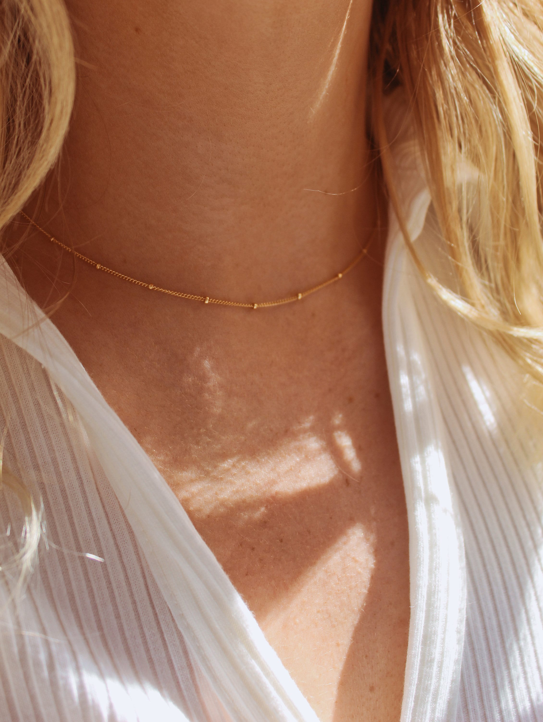 14K Gold Necklace, Gold Satellite Necklace, Gold Necklace, Dainty Gold Necklace, Necklace for Woman, Choker Necklace, 14K Gold Chain, Choker