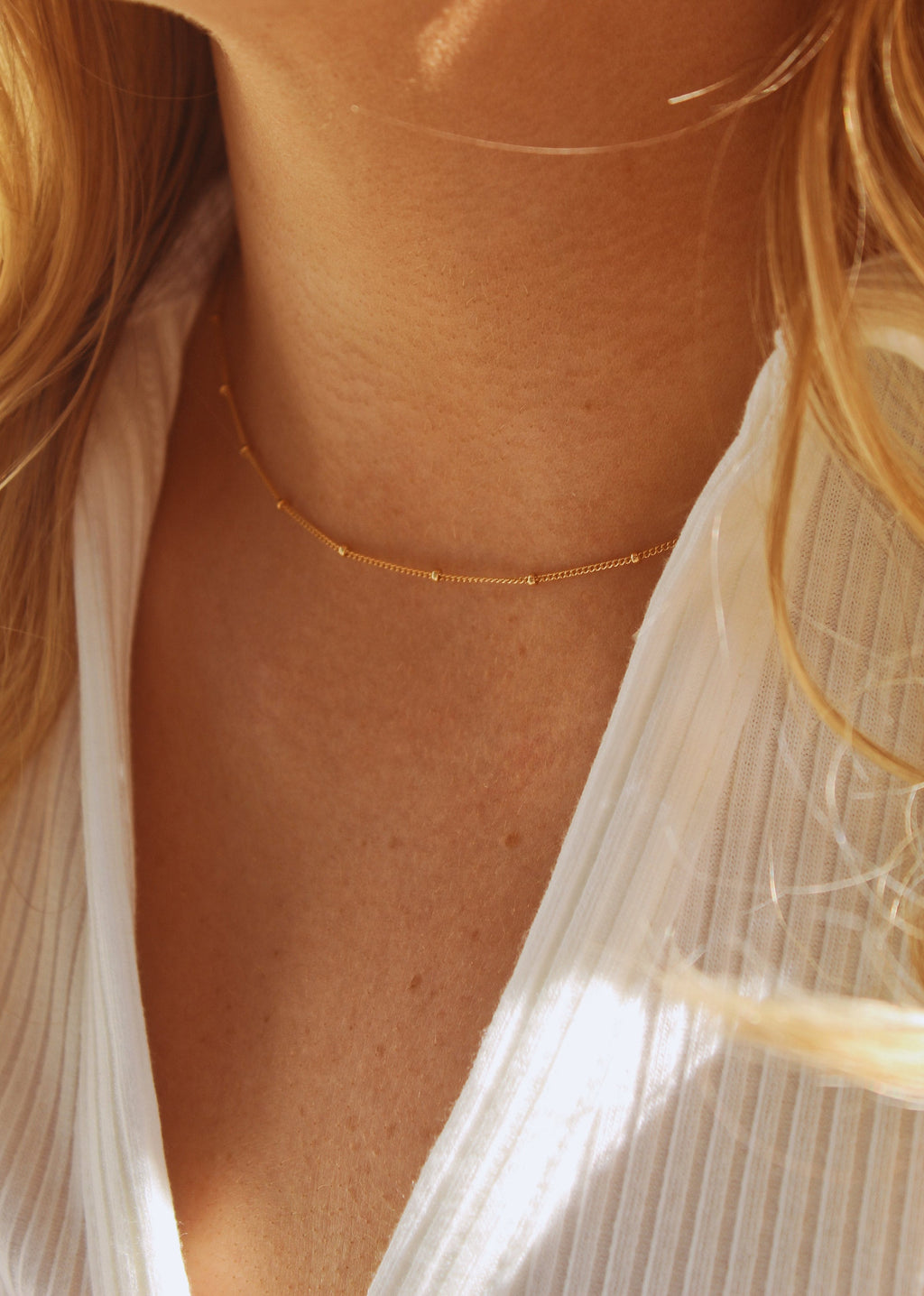 14K Gold Necklace, Gold Satellite Necklace, Gold Necklace, Dainty Gold Necklace, Necklace for Woman, Choker Necklace, 14K Gold Chain, Choker