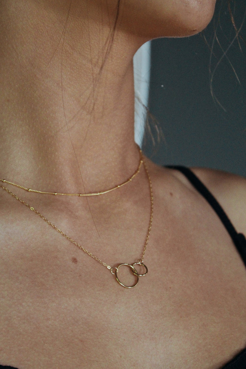 14K Gold Necklace, Gold Satellite Necklace, Gold Necklace, Dainty Gold Necklace, Necklace for Woman, Choker Necklace, 14K Gold Chain, Choker