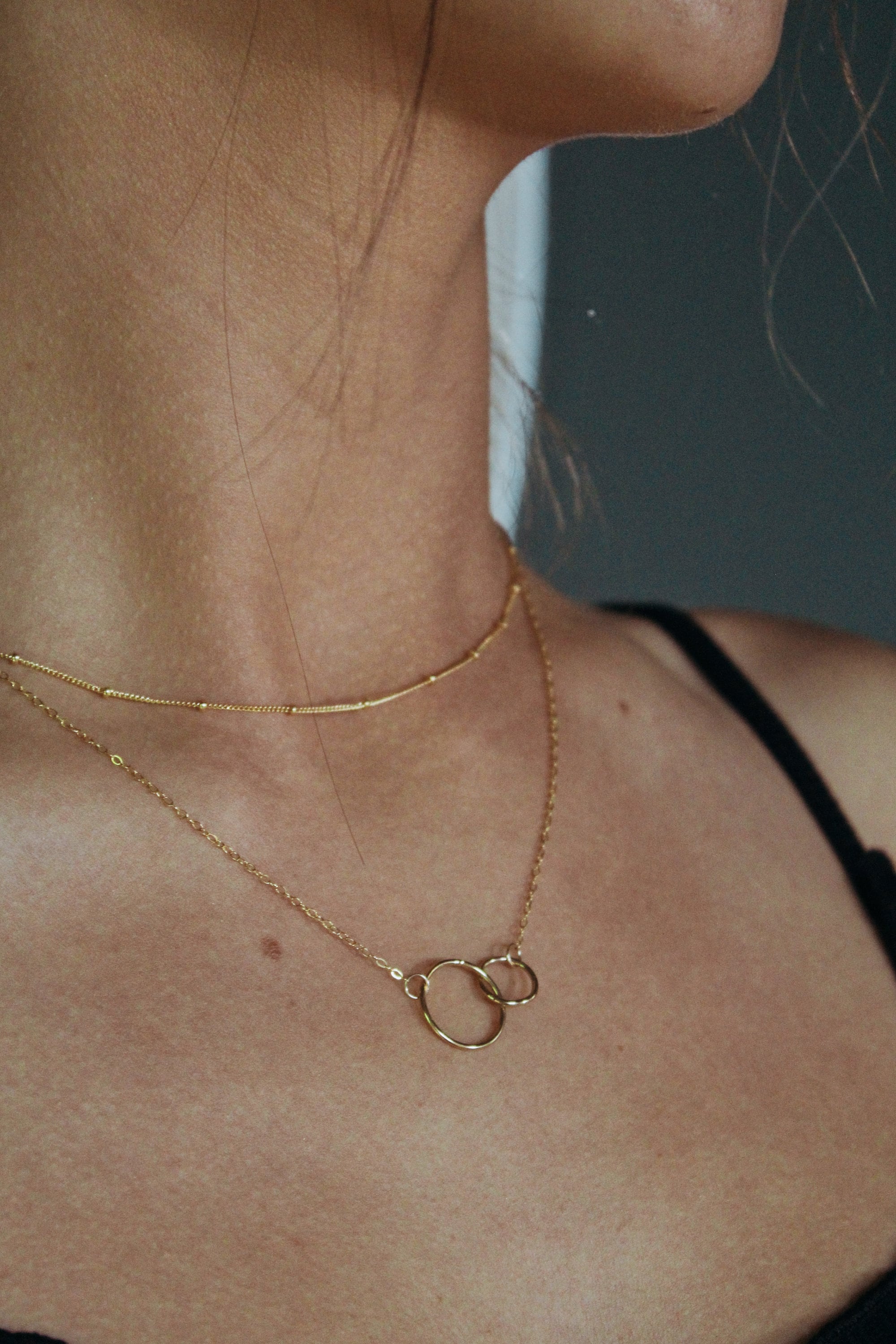 14K Gold Necklace, Gold Satellite Necklace, Gold Necklace, Dainty Gold Necklace, Necklace for Woman, Choker Necklace, 14K Gold Chain, Choker
