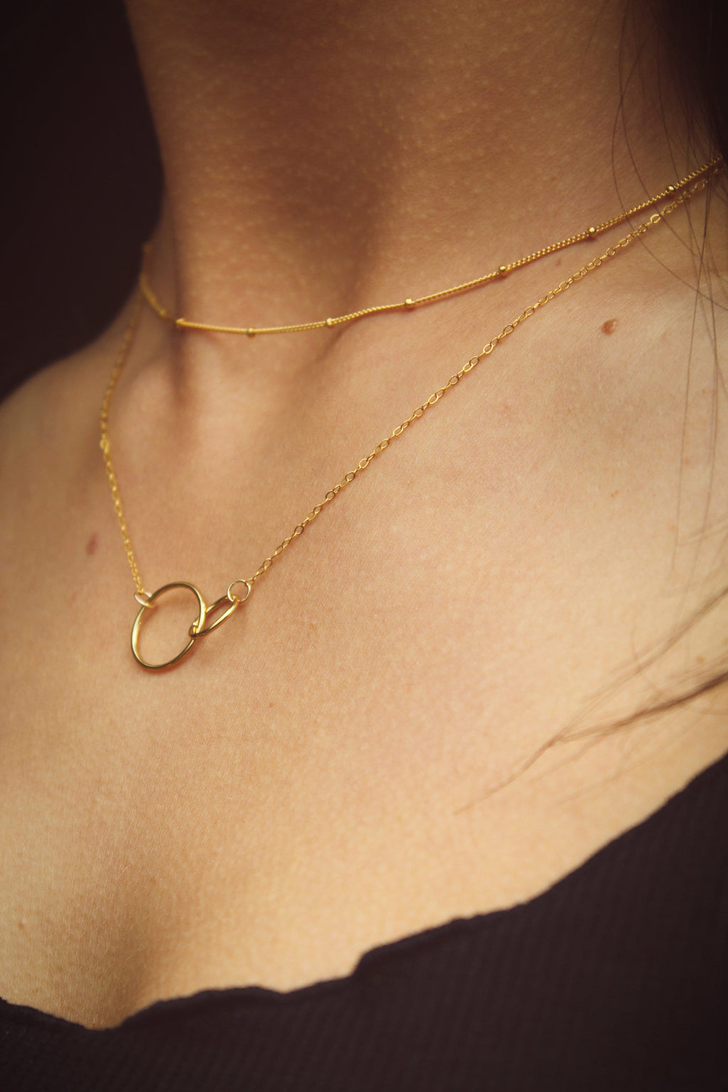 14K Gold Necklace, Gold Satellite Necklace, Gold Necklace, Dainty Gold Necklace, Necklace for Woman, Choker Necklace, 14K Gold Chain, Choker