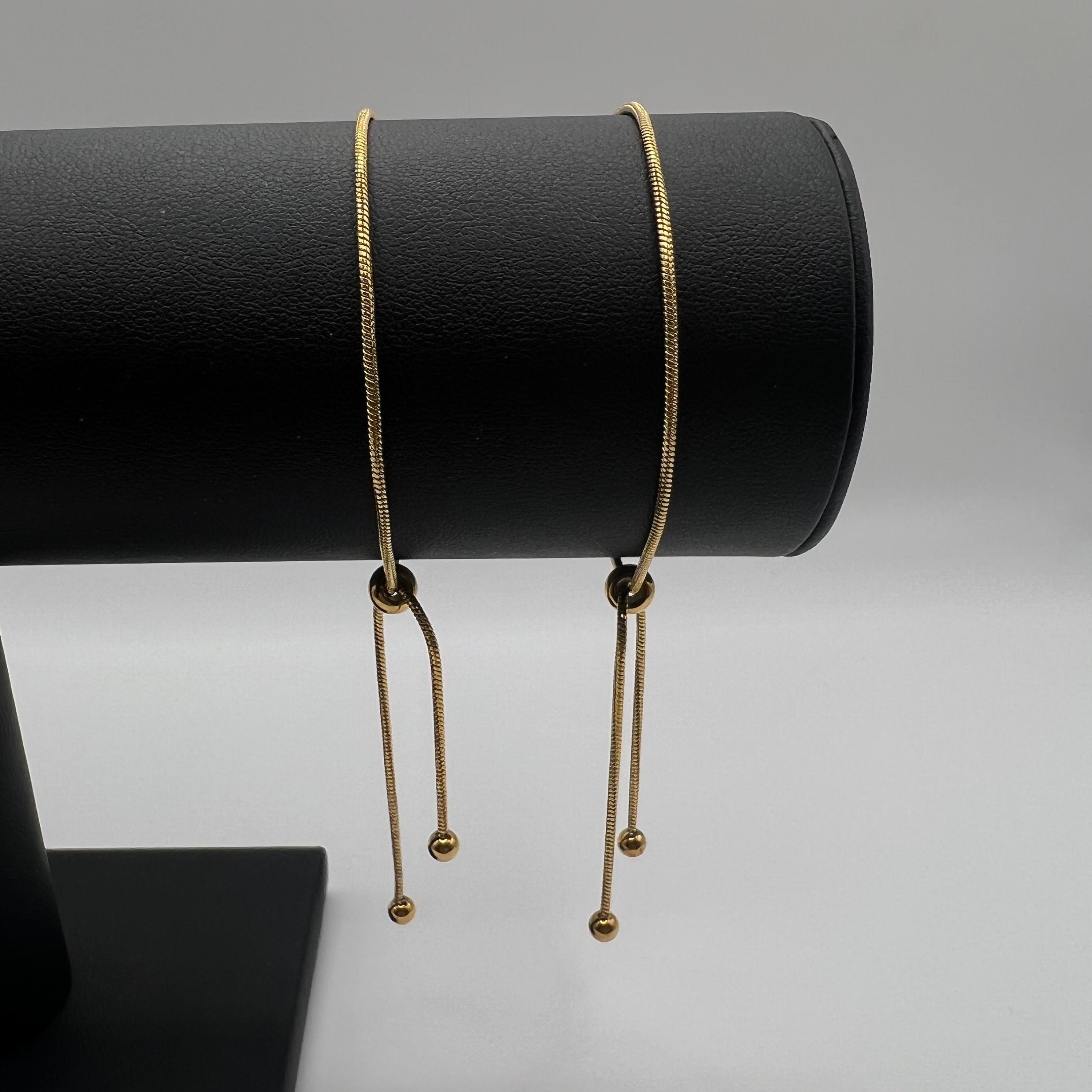 Gold Adjustable Snake Chain Bracelet, Minimalist Slider Bracelet, 18K Dainty Gold Bracelet for Women, Gift for Her, Waterproof Jewellery