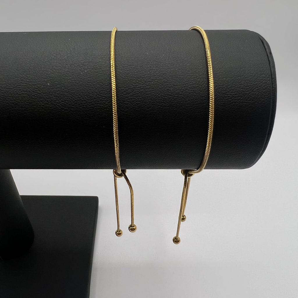 Gold Adjustable Snake Chain Bracelet, Minimalist Slider Bracelet, 18K Dainty Gold Bracelet for Women, Gift for Her, Waterproof Jewellery