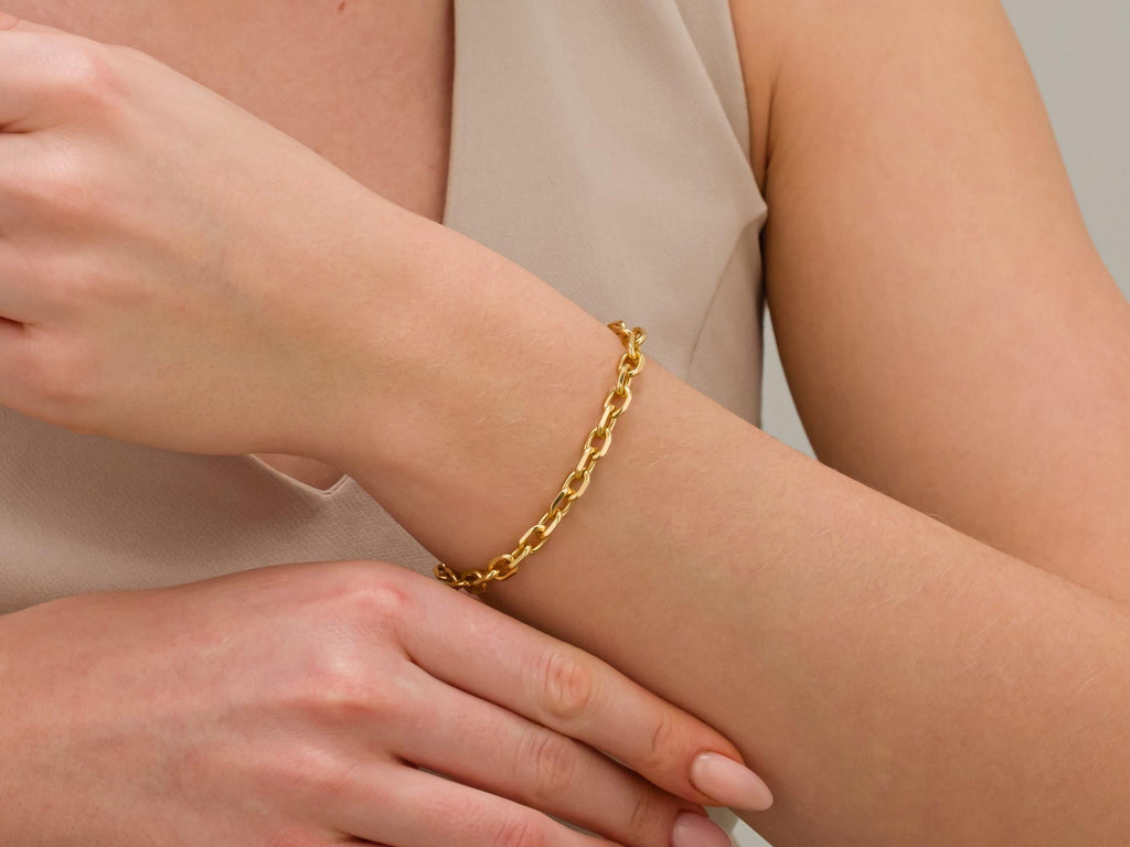 18K Gold Filled Bracelet, Gold Link Chain Bracelet for Women, Everyday Stacking Chain Bracelet