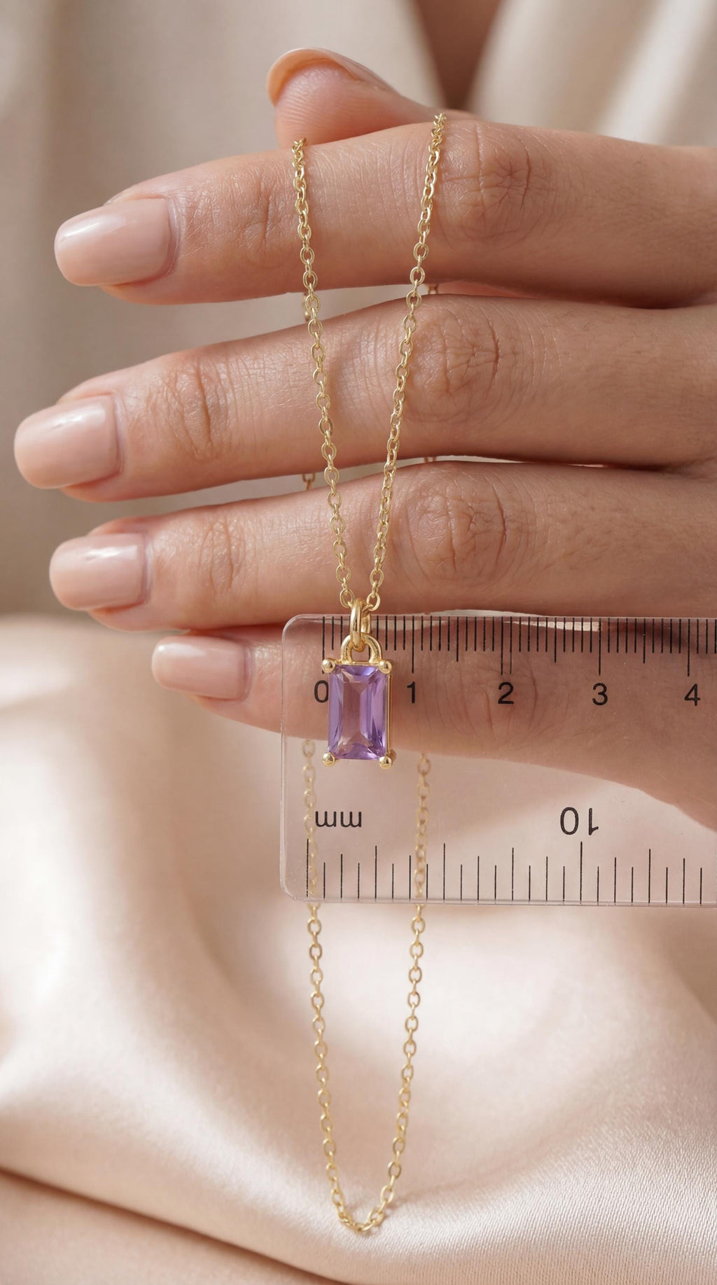 Amethyst Jewellery Set | Purple Baguette Necklace & Earrings 