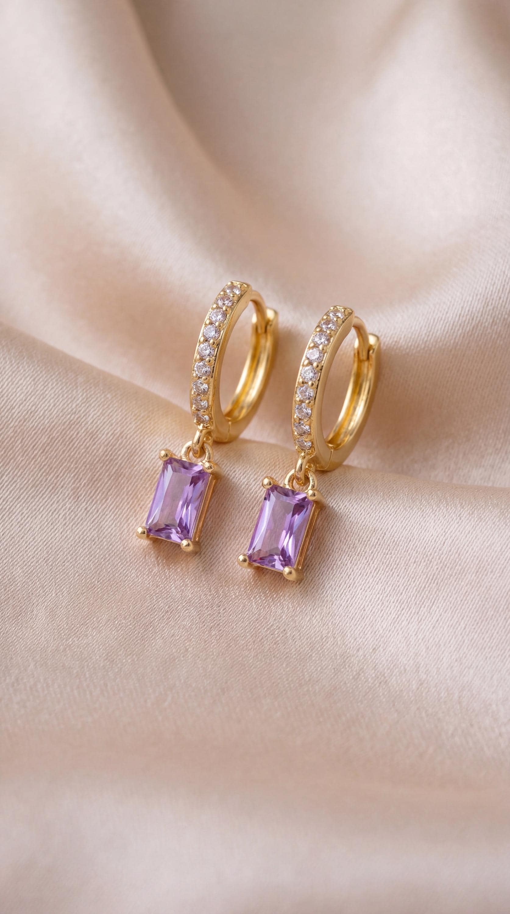 Amethyst Jewellery Set | Purple Baguette Necklace & Earrings 