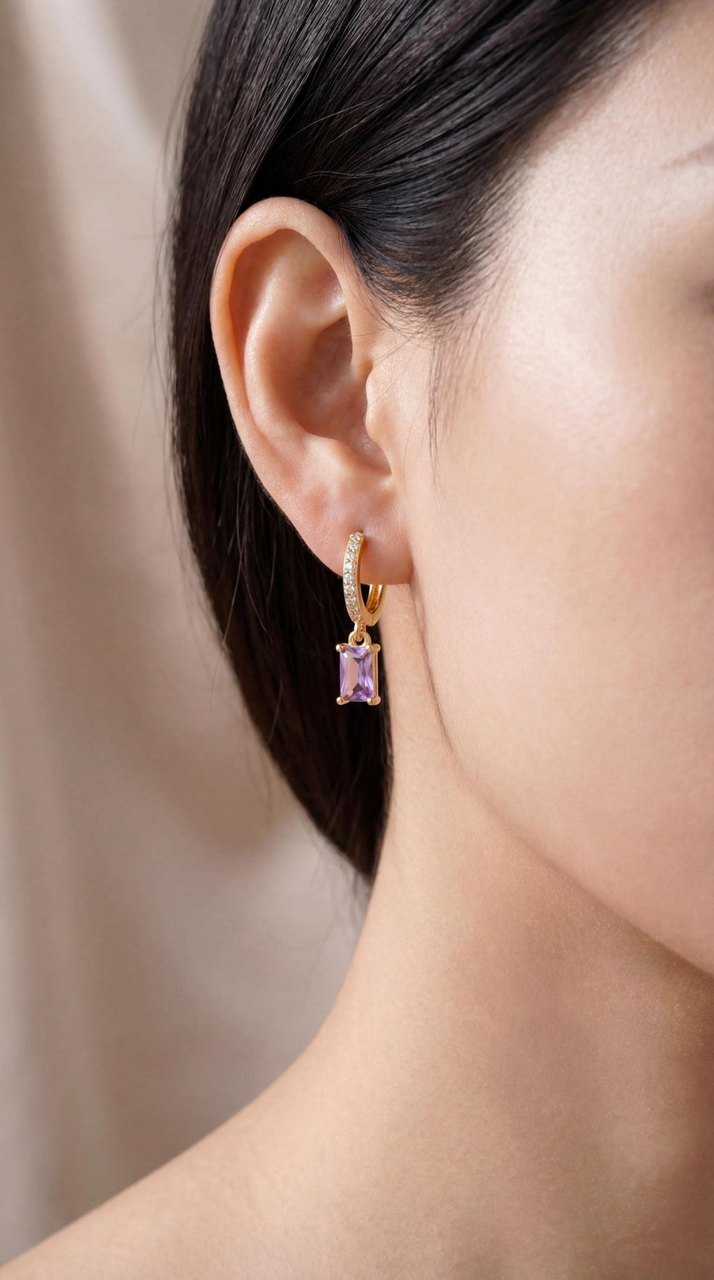 Amethyst Jewellery Set | Purple Baguette Necklace & Earrings 